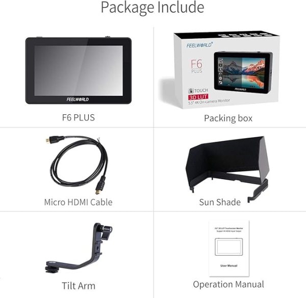 FEELWORLD F6 Plus   5 5  Touchscreen DSLR Camera Field Monitor with 3D LUT Pro Video