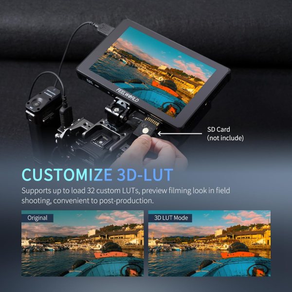 FEELWORLD F7 Plus 7 Inch 1200nit DSLR Camera Field Monitor Touch Screen with 3D LUT HDR Waveform F970 External Power Install Kit 1920x1200 4K 60Hz HDM Pro Videos
