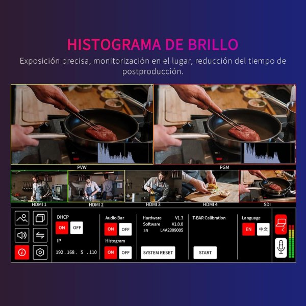 FEELWORLD L4 10.1 Inch Touch Screen Video Switcher with 5 Input Sources PST PGM and Operation Interface Pro Videos