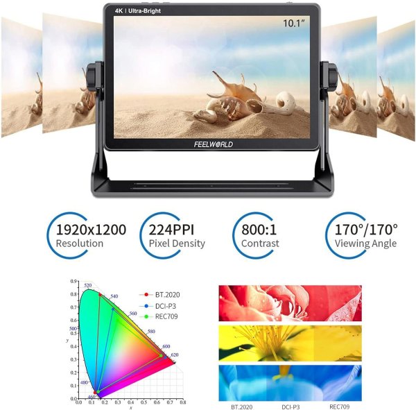 FEELWORLD LUT11S â€“ 10.1 Inch 2000nit Ultra-Bright DSLR Camera Monitor with 3G-SDI, 4K HDMI, and Touchscreen Pro Videos