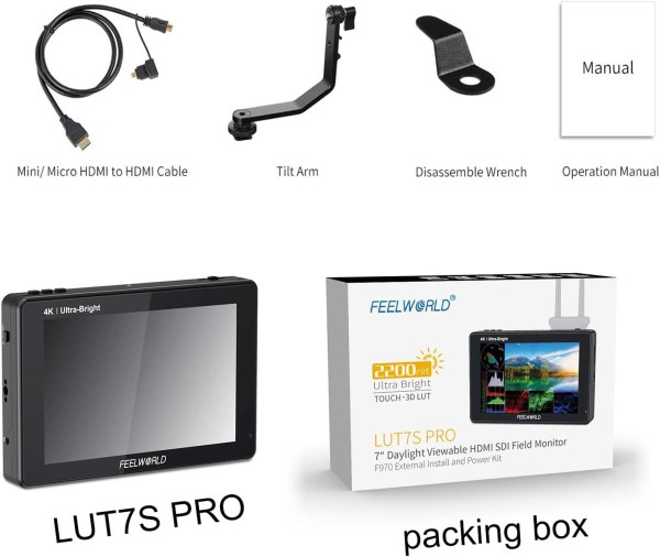 FEELWORLD LUT7S PRO 7  2200nit 4K HDMI 3G SDI Camera Monitor   Touchscreen  3D LUT Pro Videos