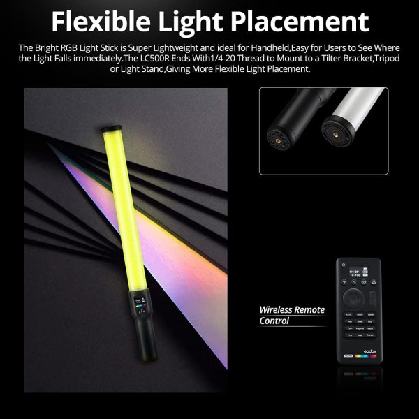Godox LC500R RGB LED Light Stick     2500K 8500K  Full Color with Remote Control Lighting