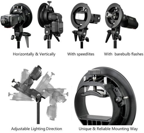 Godox S Type Bracket Bowens Mount Kit with 60x60cm Softbox for Speedlite and Studio Photography Others