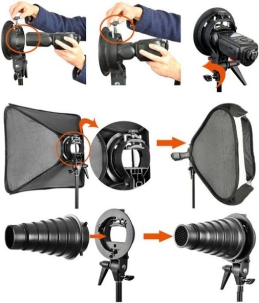 Godox S Type Bracket Bowens Mount Kit with 60x60cm Softbox for Speedlite and Studio Photography Others