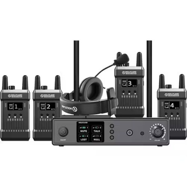 Hollyland Full Duplex Wireless Intercom System  1 Base Station   4 Beltpacks      Seamless Communication for Small Teams Professional Audios