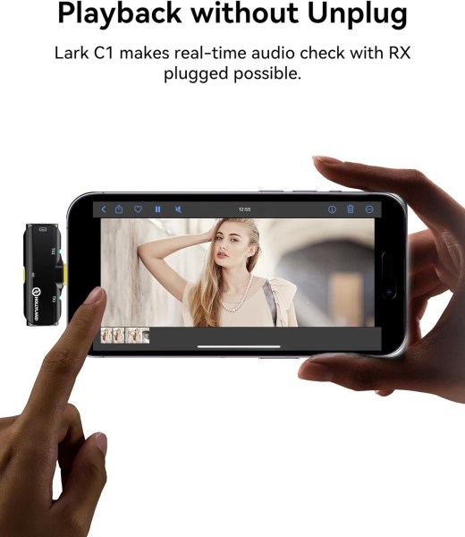 Hollyland Lark C1 Wireless Lavalier Microphone for iPhone 14/13/12 â€“ MFi Certified, 656ft Transmission, Noise Cancelling Professional Audios