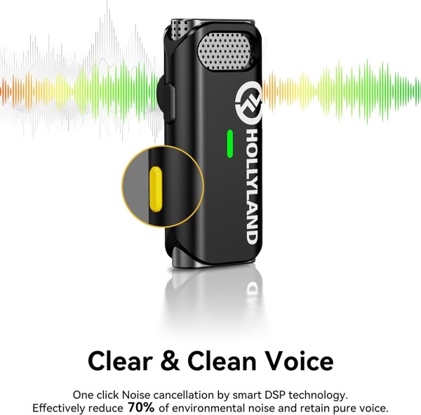 Hollyland Lark C1 Wireless Lavalier Microphone for iPhone 14/13/12 â€“ MFi Certified, 656ft Transmission, Noise Cancelling Professional Audios