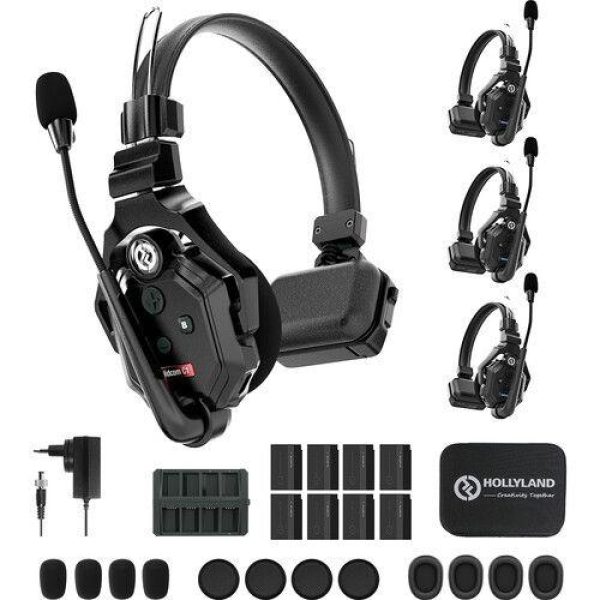 Hollyland Solidcom C1 4S Full Duplex Wireless DECT Intercom System     4 Headsets  1 9 GHz  Professional Audios