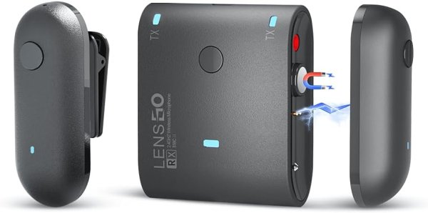 LENSGO 318C II Wireless Lavalier Microphone     Dual Clip On Mic for DSLR  Smartphones   Video Recording Professional Audio