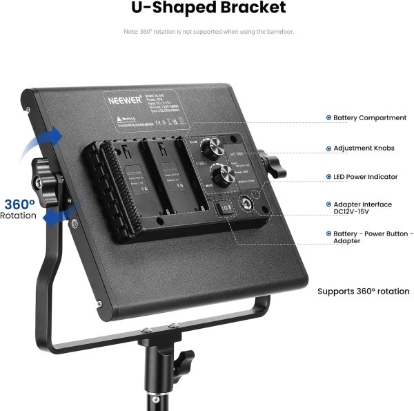 NEEWER 2-Pack Bi-Color 660 LED Video Light Kit with 75-Inch Stands – 3200-5600K CRI 96+ Dimmable Lights with U-Bracket & Barndoors for Studio Photogra Studio Set