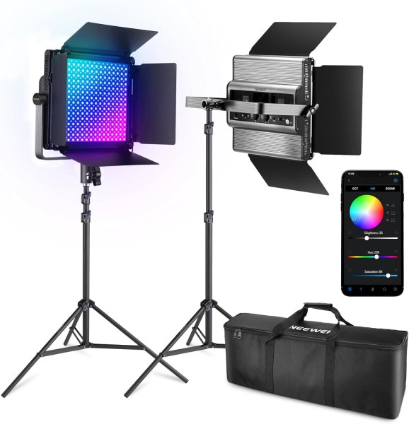 Neewer 2   RGB1200 APP LED Light 60W V4 with 2   200cm Light Stands   Carry Bag     Professional Photography   Video Lighting Kit Lighting