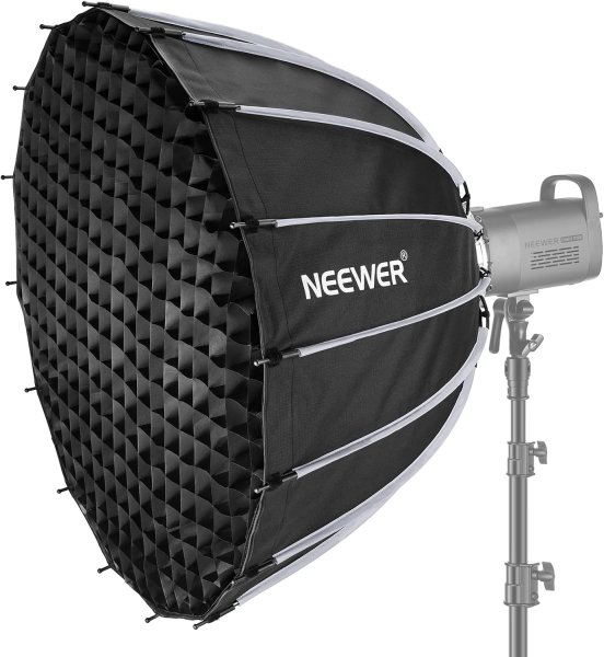 NEEWER 33inch/85cm Parabolic Softbox Quick Set up Quick Folding, with Diffusers/Honeycomb Grid/Bag, Compatible with Aputure 120d Light Dome Godox sl60 Camera Accessories