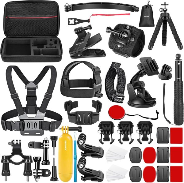 NEEWER 50-in-1 Action Camera Accessory Kit – Compatible with GoPro Hero 13/12/11, DJI OSMO 4/3/2, Insta360 X4/X3, SJCAM, AKASO, VicTsing, APEMAN, Camp 
