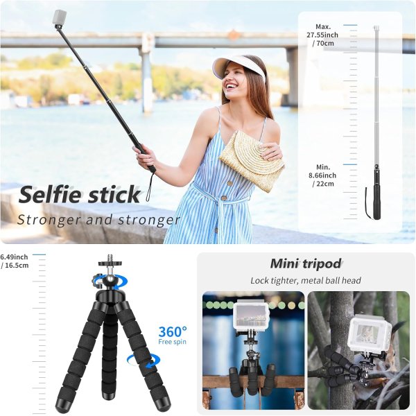 NEEWER 50-in-1 Action Camera Accessory Kit – Compatible with GoPro Hero 13/12/11, DJI OSMO 4/3/2, Insta360 X4/X3, SJCAM, AKASO, VicTsing, APEMAN, Camp Lens & Accessories