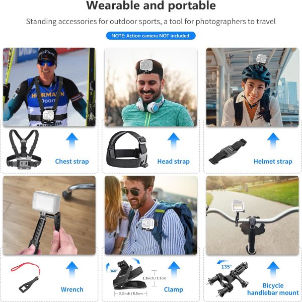 NEEWER 50-in-1 Action Camera Accessory Kit – Compatible with GoPro Hero 13/12/11, DJI OSMO 4/3/2, Insta360 X4/X3, SJCAM, AKASO, VicTsing, APEMAN, Camp Lens & Accessories
