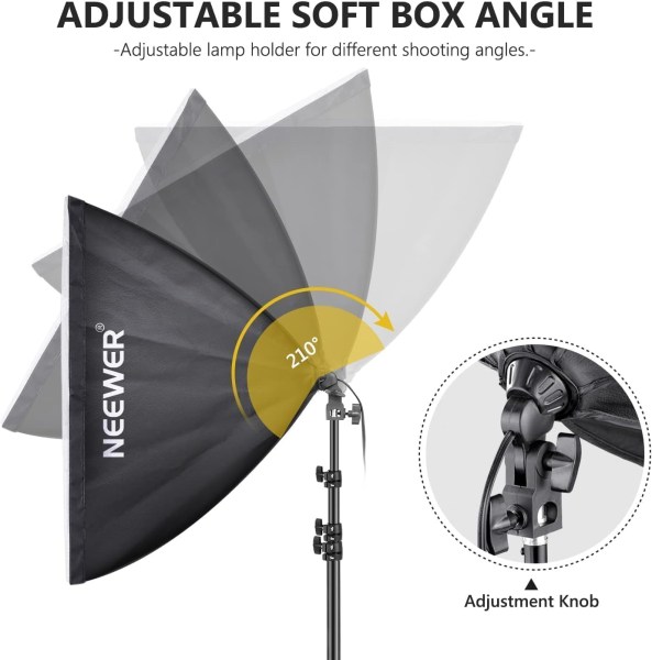 NEEWER 700W Equivalent Softbox Lighting Kit – 2 Pack 5700K LED Bulbs with 24x24