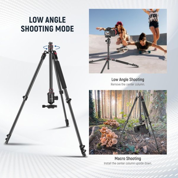 Neewer 77-Inch 2-in-1 Tripod & Monopod – Aluminum Camera Stand with 360° Ball Head, Dual Center Axis, QR Plate, 8kg Load Capacity, Travel-Friendly wit Tripods