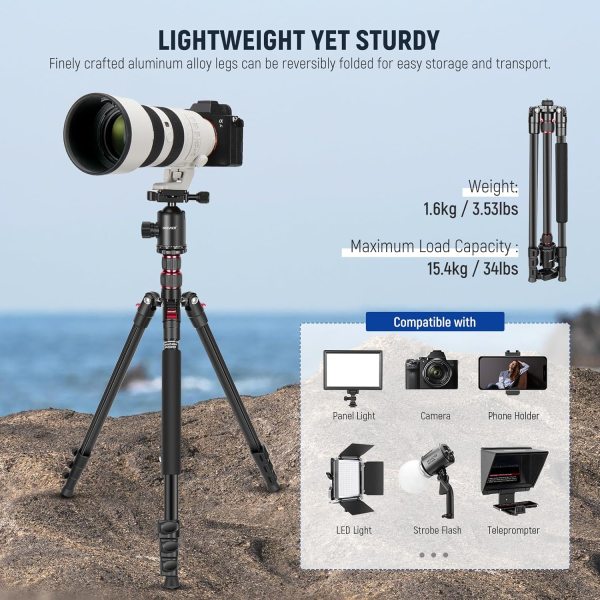 Neewer 77-Inch 2-in-1 Tripod & Monopod – Aluminum Camera Stand with 360° Ball Head, Dual Center Axis, QR Plate, 8kg Load Capacity, Travel-Friendly wit Tripods
