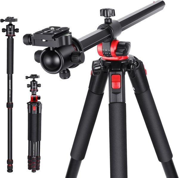 NEEWER 79-Inch Tripod Monopod with Center Column & Ball Head – Aluminum DSLR/Video Camera Stand with Arca-Type QR Plate, Horizontal Overhead Mount, Ca Camera & Light Stands