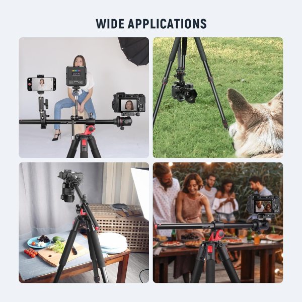 NEEWER 79-Inch Tripod Monopod with Center Column & Ball Head – Aluminum DSLR/Video Camera Stand with Arca-Type QR Plate, Horizontal Overhead Mount, Ca Tripods