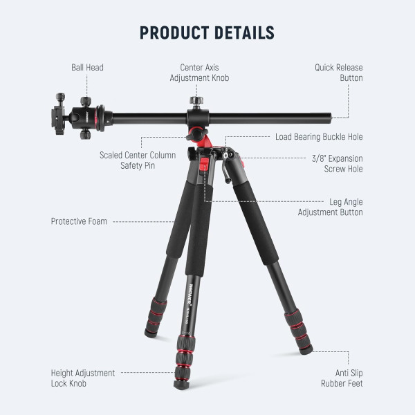 NEEWER 79-Inch Tripod Monopod with Center Column & Ball Head – Aluminum DSLR/Video Camera Stand with Arca-Type QR Plate, Horizontal Overhead Mount, Ca Tripods