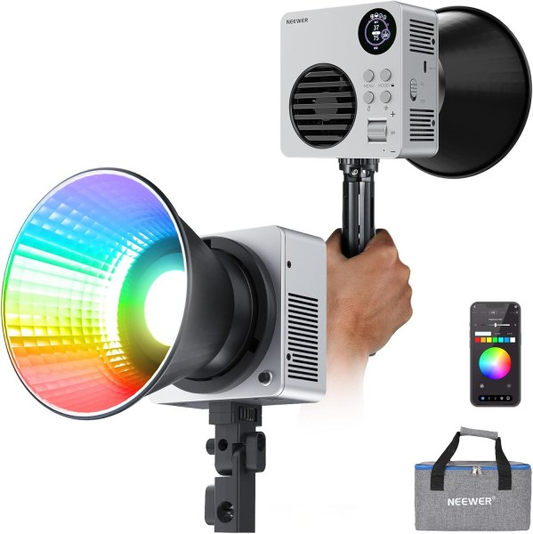 NEEWER 80W RGBWW LED Video Light HB80C – Portable RGB COB Lighting with Battery & APP Control Lighting & Studio