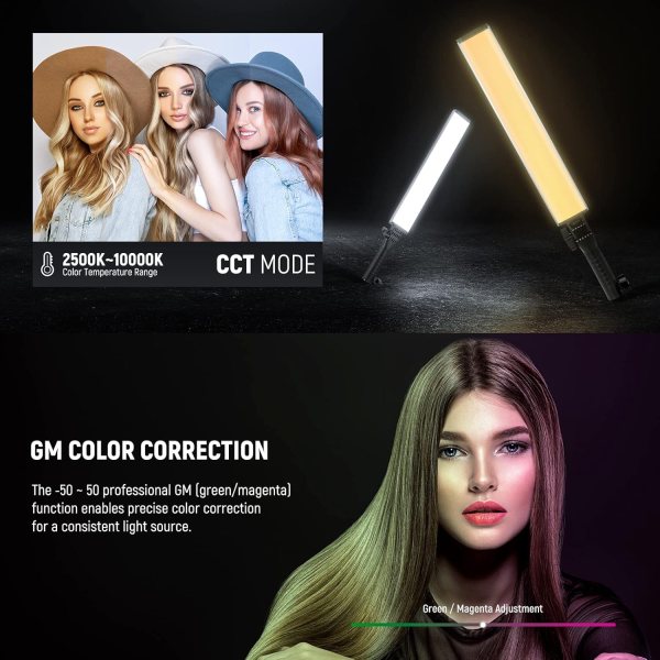 Neewer BH30S Handheld RGB LED Video Light – Portable Rechargeable Photography & Video Lighting with APP Control Lighting