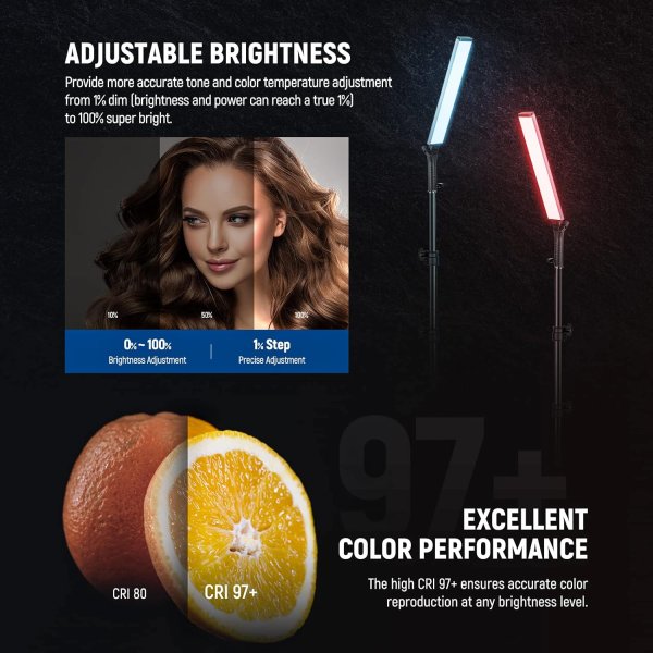 Neewer BH30S Handheld RGB LED Video Light – Portable Rechargeable Photography & Video Lighting with APP Control Lighting