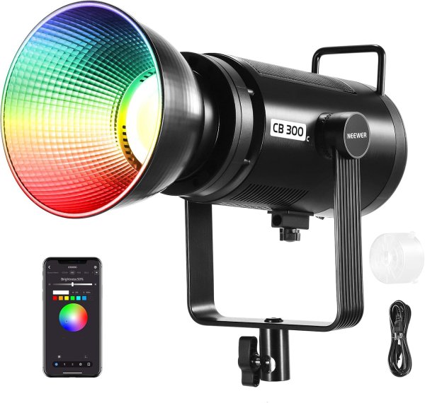 Neewer CB300C RGB Video Light with APP Control – 300W Bi-Color & Full RGB LED Panel for Photography & Video Lighting & Studio