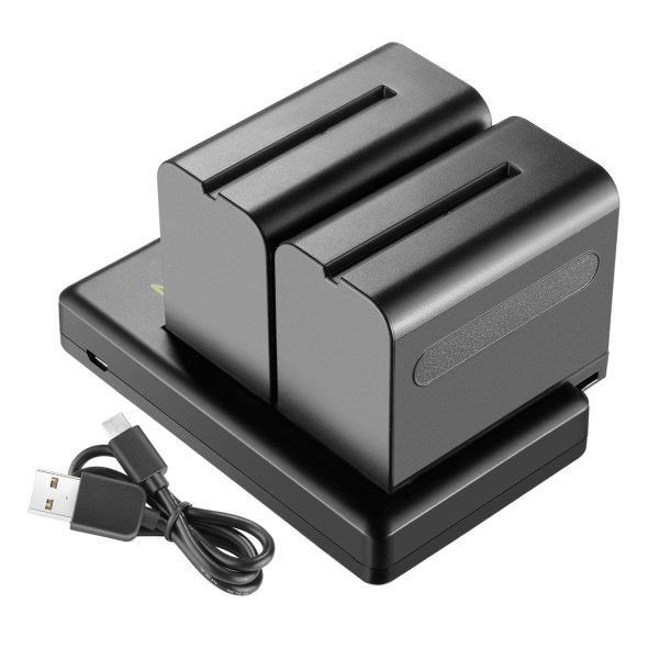 NEEWER Dual USB Fast Charger with 2x 8800mAh NP-F970 Replacement Batteries – Compatible with Sony NP-F970/960/950/930/570/550/530/330 and Sony Handyca Camera Accessories