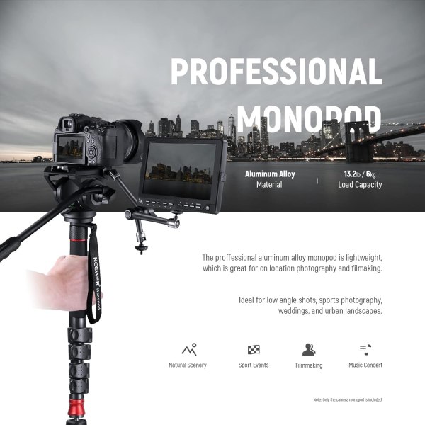 NEEWER GM76 Professional Camera Monopod with Feet – 70.5