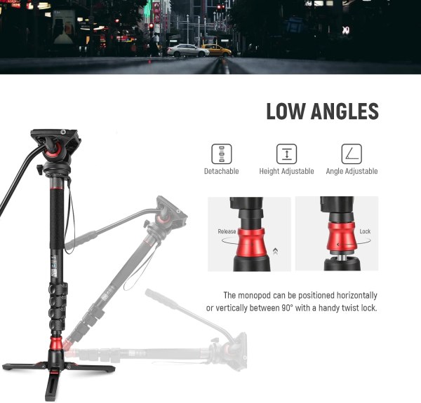 NEEWER GM76 Professional Camera Monopod with Feet – 70.5