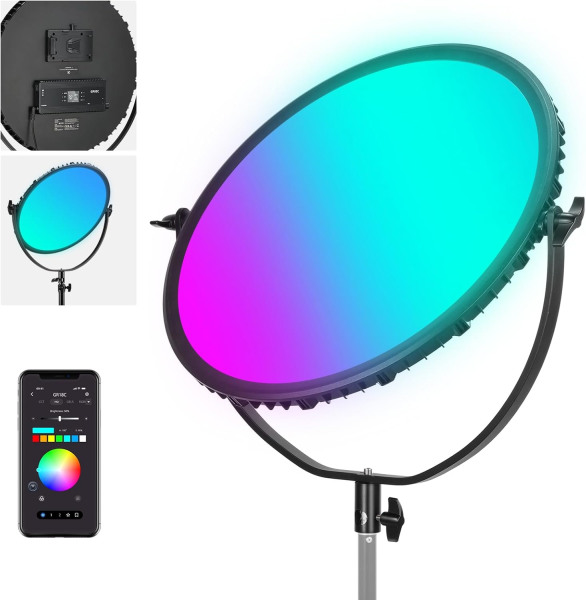 Neewer GR18C RGB Side-Illuminated Round Panel Light – APP-Controlled 18