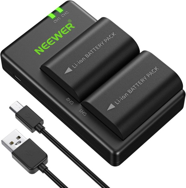 NEEWER LP-E6 / LP-E6N Replacement Battery Charging Set for Canon – 2x 2000mAh Rechargeable Batteries + Dual USB Charger Camera Accessories