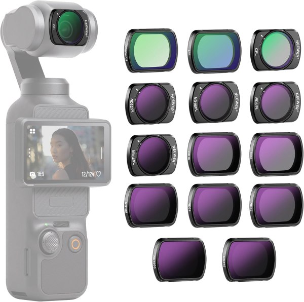 NEEWER Magnetic ND & CPL & Effect Filter Set for DJI OSMO Pocket 3 – 14 Pack HD Filters Including CPL, ND8 to ND1000, and Special Effects Camera Accessories