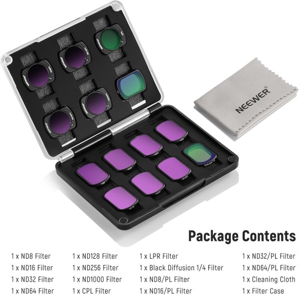 NEEWER Magnetic ND & CPL & Effect Filter Set for DJI OSMO Pocket 3 – 14 Pack HD Filters Including CPL, ND8 to ND1000, and Special Effects Lens Close Up & Filters