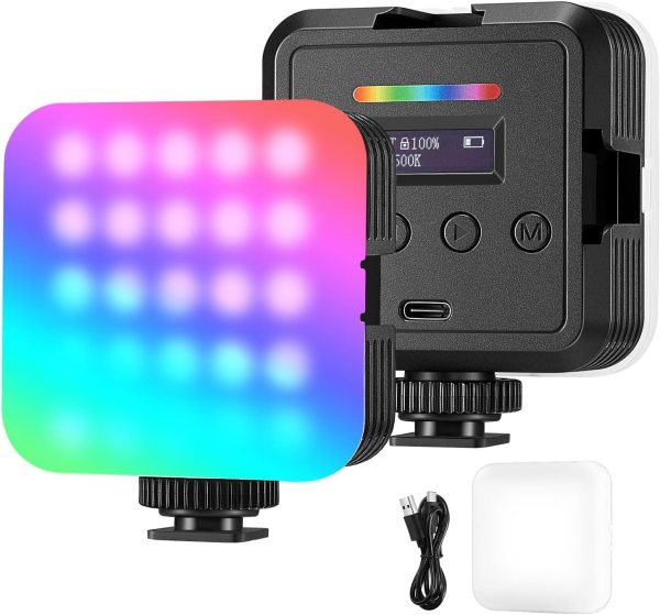 NEEWER Magnetic RGB Video Light RGB61 – 360° Full Color LED Camera Light with 3 Cold Shoe Mounts, CRI 97+, 20 Scene Modes, 2500K–8500K, 2000mAh Rechar Lighting & Studio