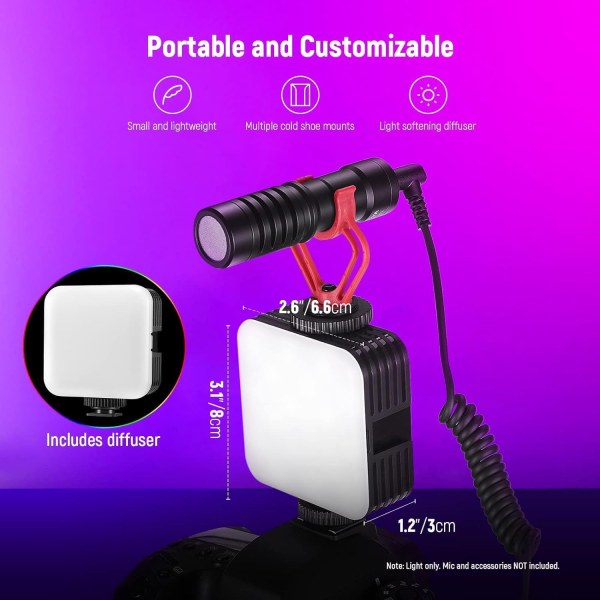 NEEWER Magnetic RGB Video Light RGB61 – 360° Full Color LED Camera Light with 3 Cold Shoe Mounts, CRI 97+, 20 Scene Modes, 2500K–8500K, 2000mAh Rechar Lighting