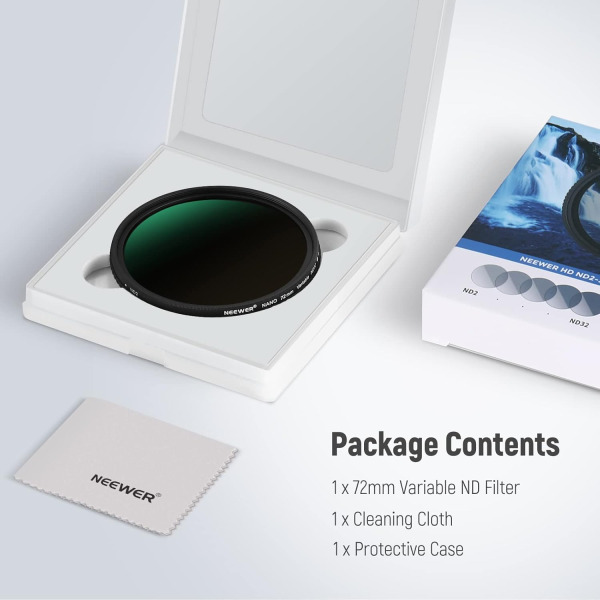NEEWER Magnetic Variable ND Filter HD ND2-ND32 72MM – Adjustable Neutral Density Filter for DSLR & Mirrorless Cameras Lens Close Up & Filters