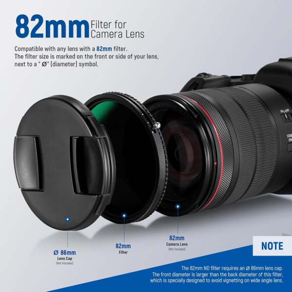 NEEWER Magnetic Variable ND Filter HD ND2-ND32 82MM – Adjustable Neutral Density Filter for DSLR & Mirrorless Cameras Lens Close Up & Filters