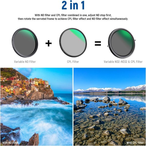 NEEWER Magnetic Variable ND Filter HD ND2-ND32 82MM – Adjustable Neutral Density Filter for DSLR & Mirrorless Cameras Lens Close Up & Filters