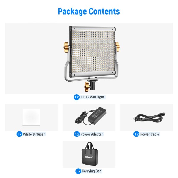NEEWER NL480 Bi-Color LED Panel Light – 3200K-5600K Dimmable LED Video Light with U Bracket, Barndoors & AC Adapter for Studio Photography & Video Rec Lighting & Studio