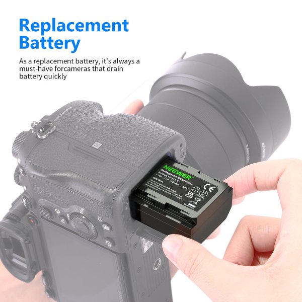 NEEWER NP-FZ100 Sony Replacement Battery – 2280mAh High-Capacity Rechargeable Lithium-Ion Battery for Sony Mirrorless Cameras Battery & Grip