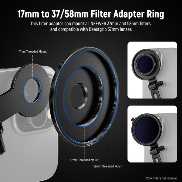 NEEWER PA047 Universal Phone Camera Lens Clamp – Compatible with 17mm Phone Lenses Lens & Accessories