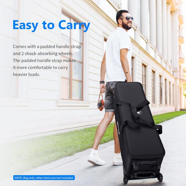 NEEWER Photo Studio Rolling Bag – 40.1”×11.8”×11.8” (102×30×30cm) Trolley Carrying Case with Padded Compartment for Light Stands, Tripods, Strobes, Um Camera Bags