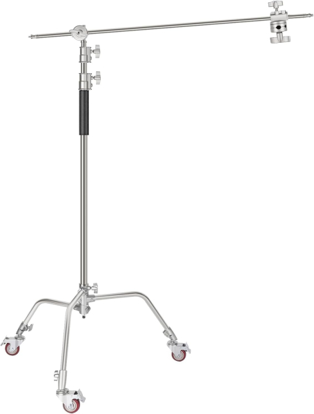 NEEWER Pro 100% Metal C-Stand Light Stand – Adjustable 10.8ft/330cm with Wheels, 4ft/120cm Boom Arm & 3 Pulleys for Photo Studio, Video, Reflectors &  Camera & Light Stands