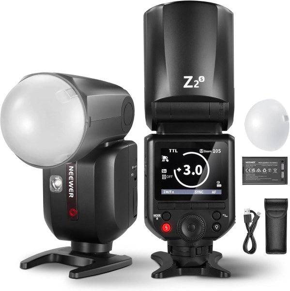 Neewer Z2-S TTL Round Head Flash Speedlite with 3000mAh Lithium Battery – Powerful & Fast Recycle Time Camera Accessories