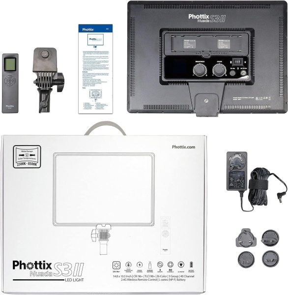 Phottix Nuada S3 VLED Video Light   Soft   Professional LED Panel Lighting