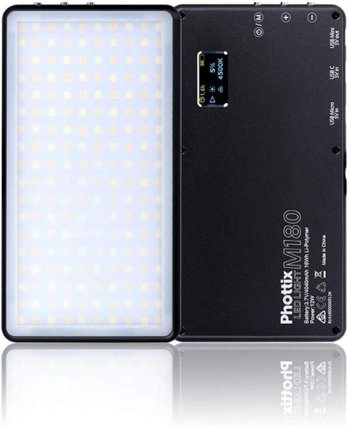 Phottix P180 LED Light   Rechargeable Battery   Built in Power Bank Lighting & Studio