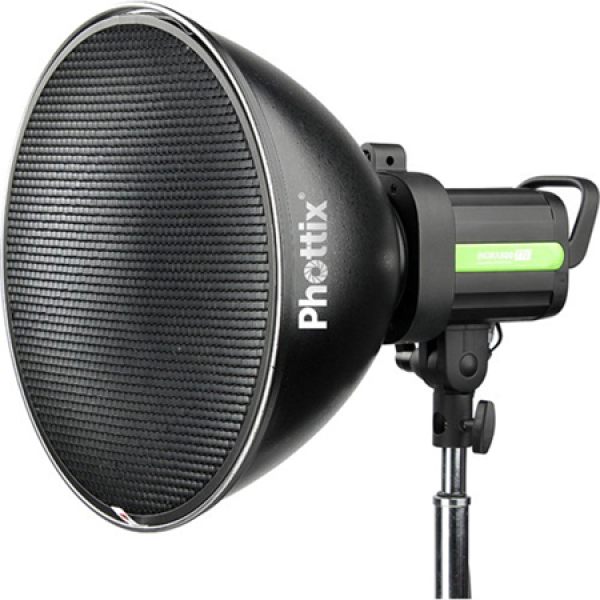 Phottix Wide Angle Reflector with Grid   Diffuser   Bowens Mount  35cm  Silver Lighting & Studio